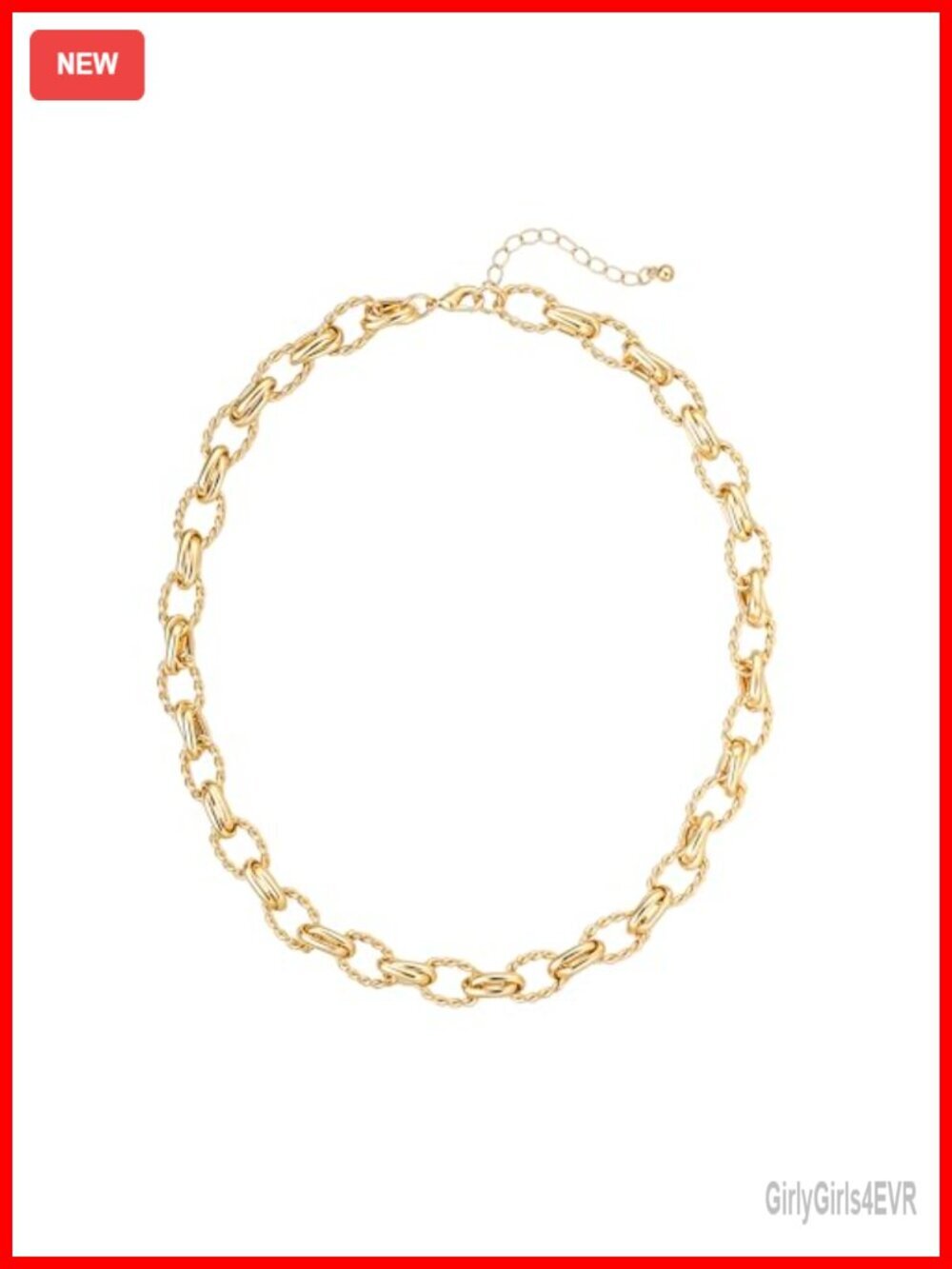 Chunky 14K Gold Plated Twisted Rope Oval Chain Choker Necklace for Women,